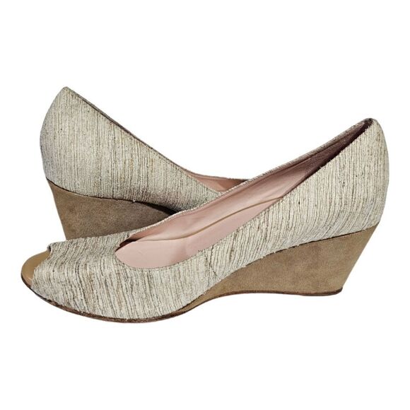 TARYN ROSE "Kimberly" Linen Leather Wrapped Wedges - Size 8 - Picture 3 of 8